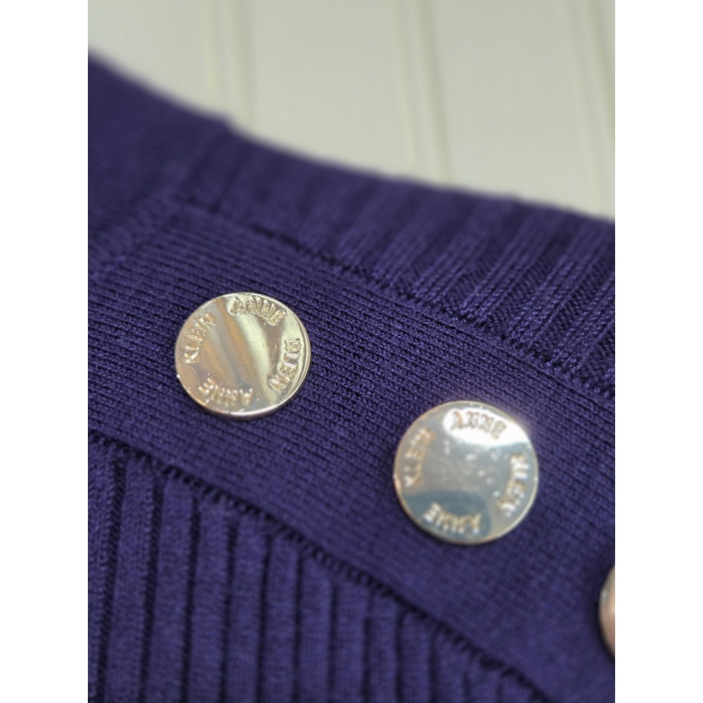 Anne Klein Sweater‎ Womens Small Purple Ribbed Turtleneck Button Shoulder Knit - Picture 4 of 8